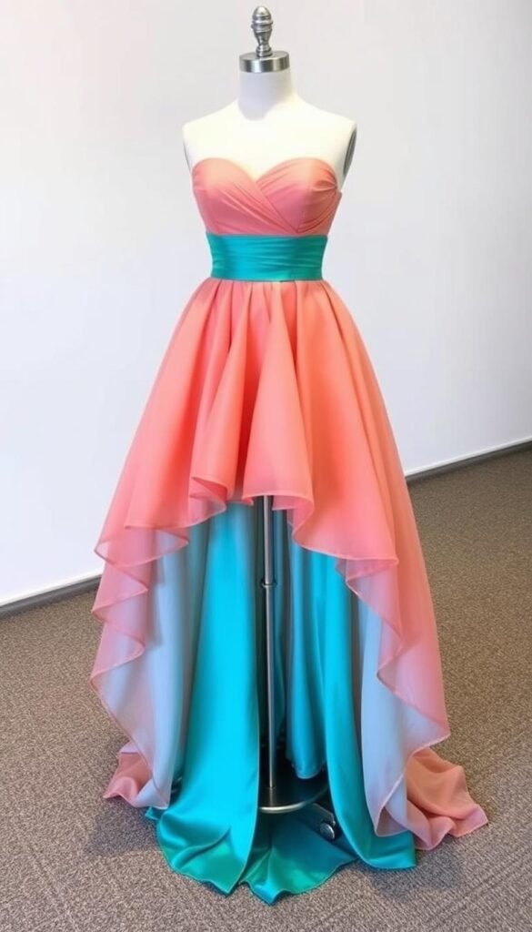 High-low Sweet 16 dress with shorter front and longer back