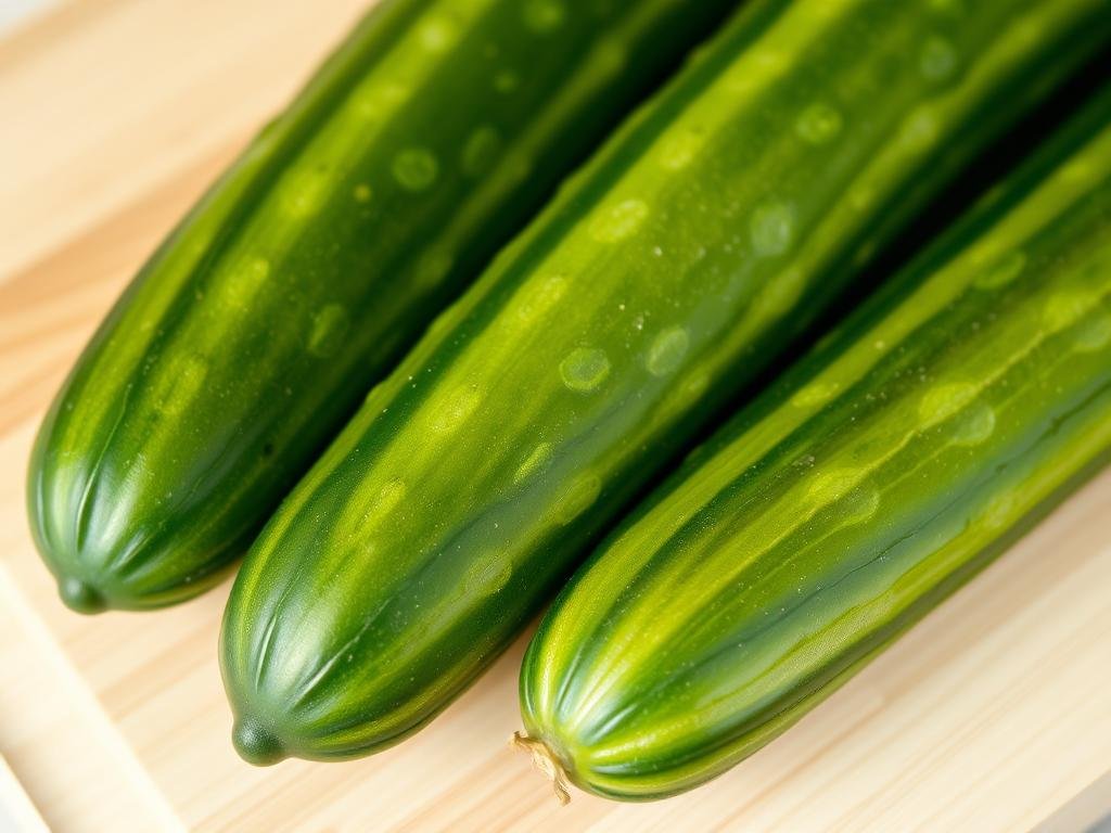 Japanese cucumbers with their characteristic bumpy skin and slender shape