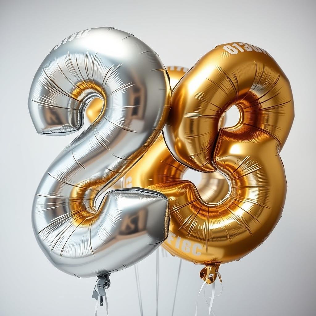 Large metallic '23' balloons for birthday photoshoot