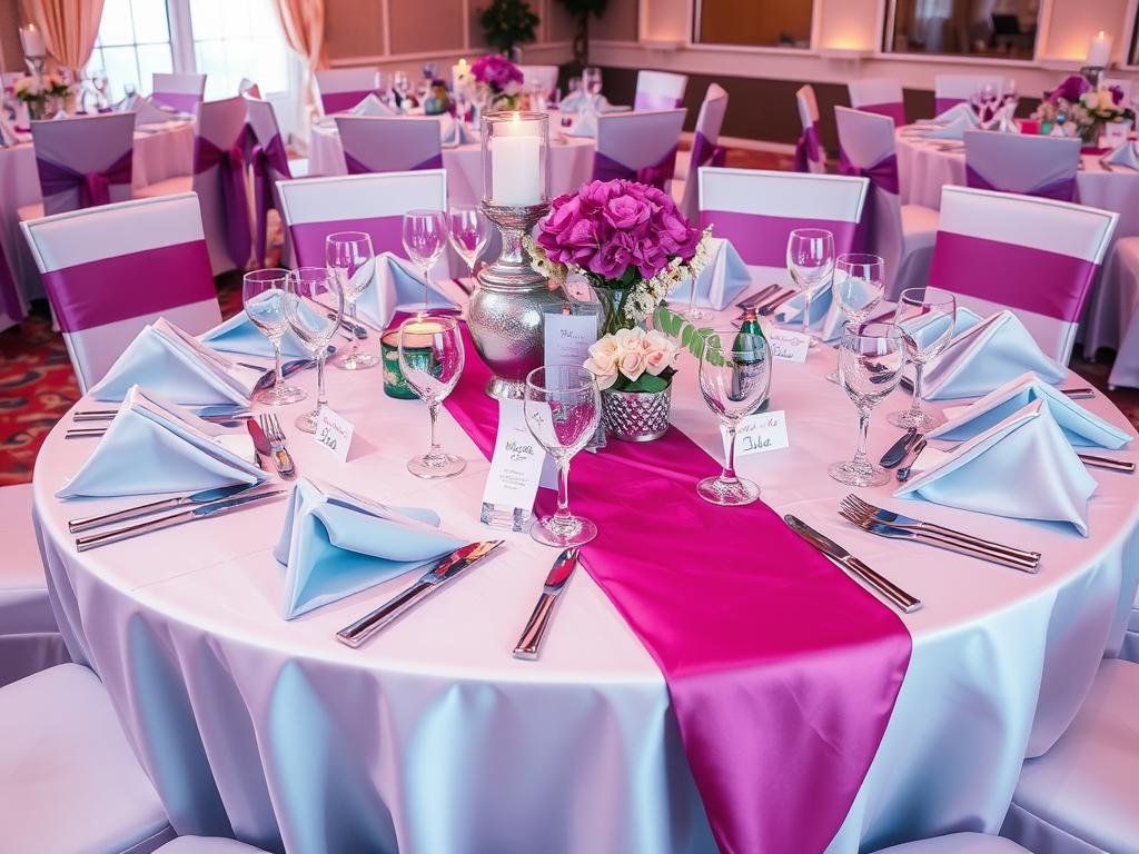 Luxurious sweet 16 table settings with themed tableware, linens, and decorative elements Luxurious sweet 16 table settings with themed tableware, linens, and decorative elements