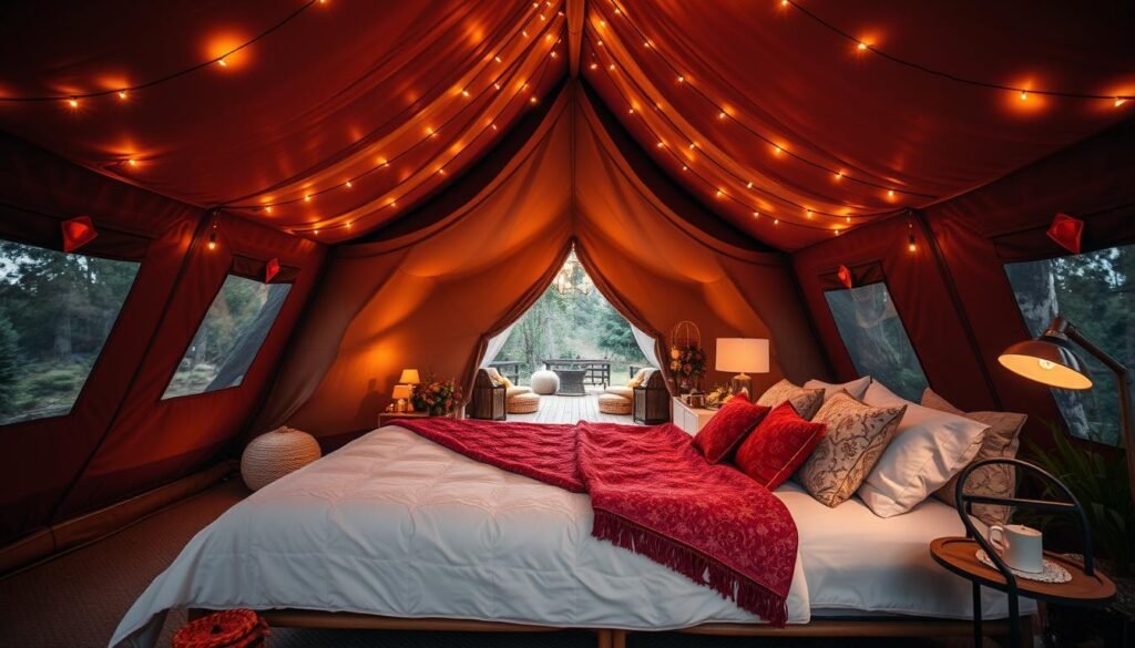 Luxury glamping setup for a 25th birthday getaway