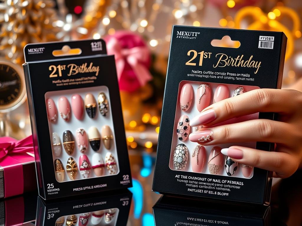 Luxury press-on 21st birthday nails