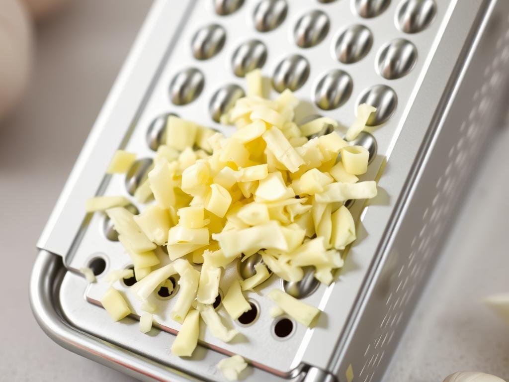 Microplane with garlic being grated
