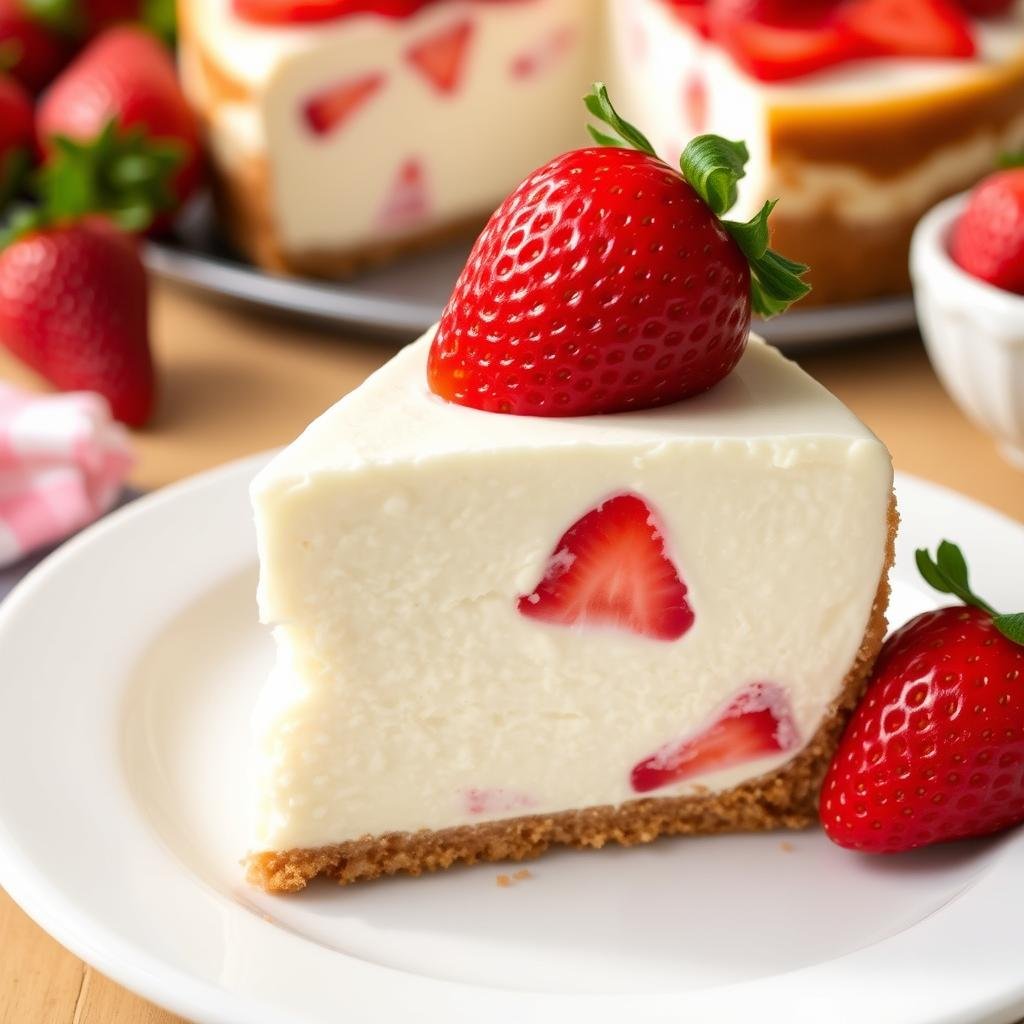 No-bake version of strawberry shortcake cheesecake