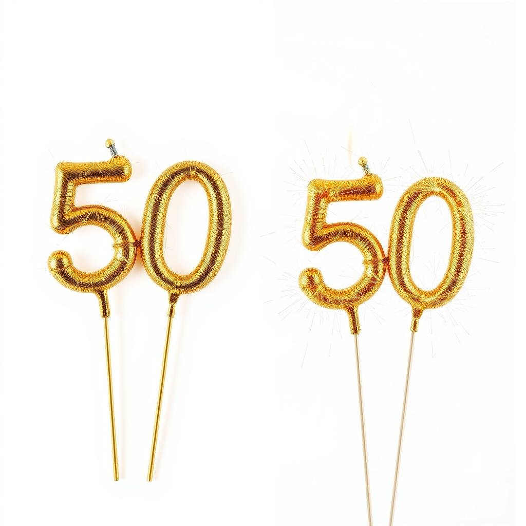 Number 50 sparkler candles for birthday cake