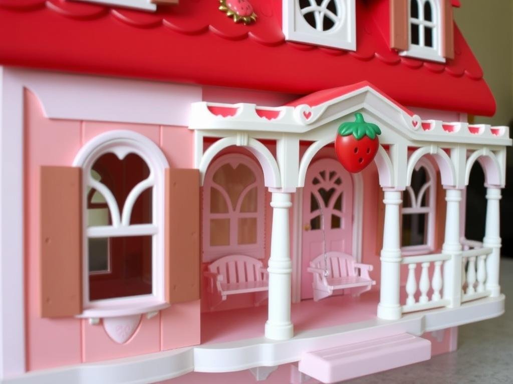 Original 1983 Strawberry Shortcake Berry Happy Home dollhouse showing its exterior with strawberry details