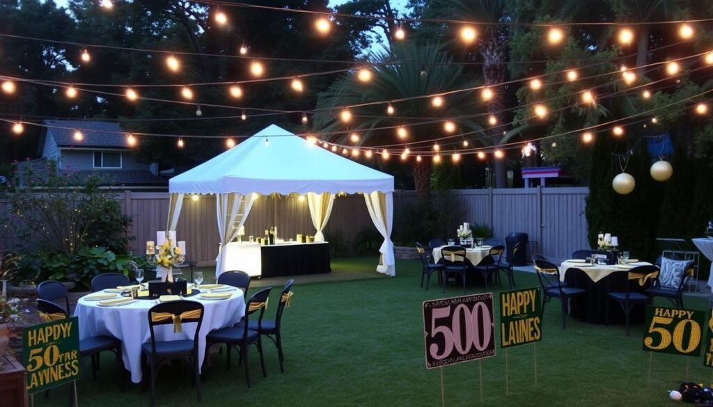 Outdoor 50th birthday party decorations for garden or backyard celebration Outdoor 50th birthday party decorations for garden or backyard celebration