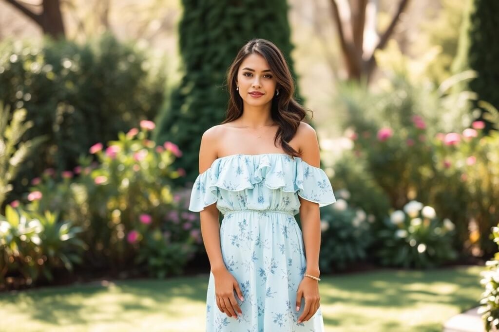 Pastel floral dress for spring 19th birthday celebration