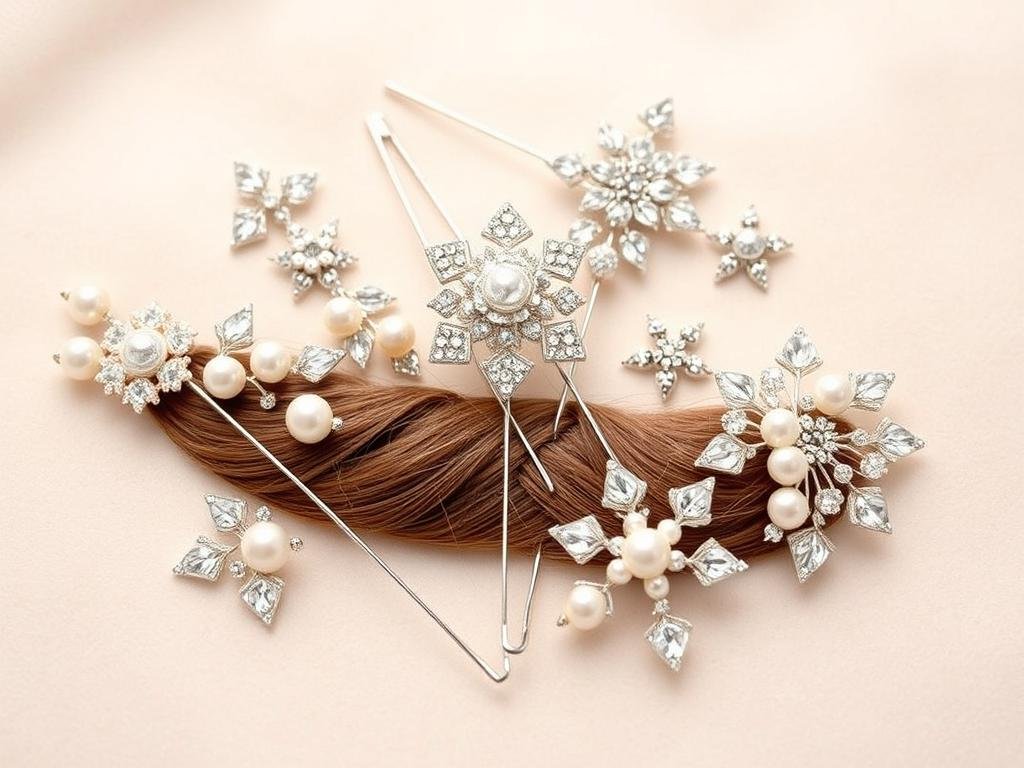 Pearl and crystal hair pins for sweet 16 hairstyle