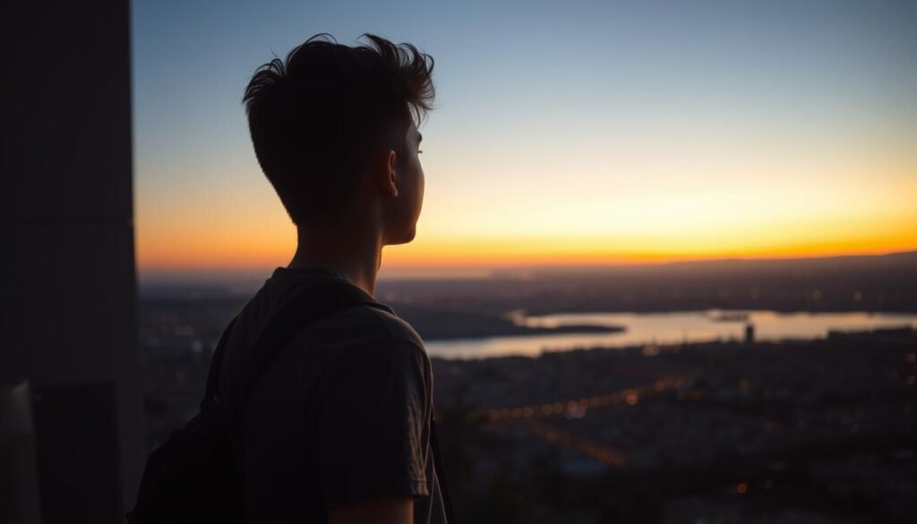 Person looking toward horizon on 22nd birthday