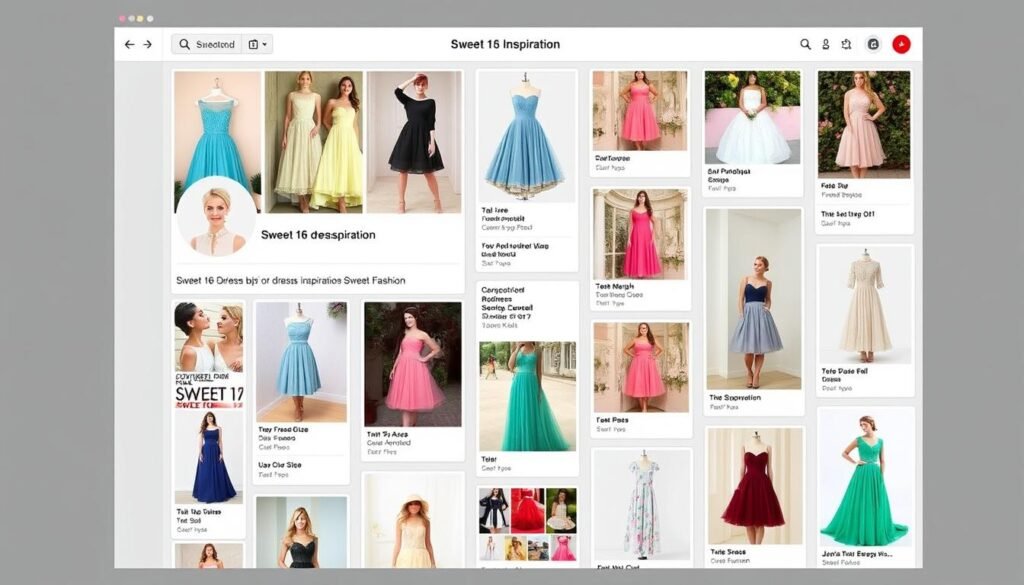 Pinterest board with Sweet 16 dress inspiration and ideas