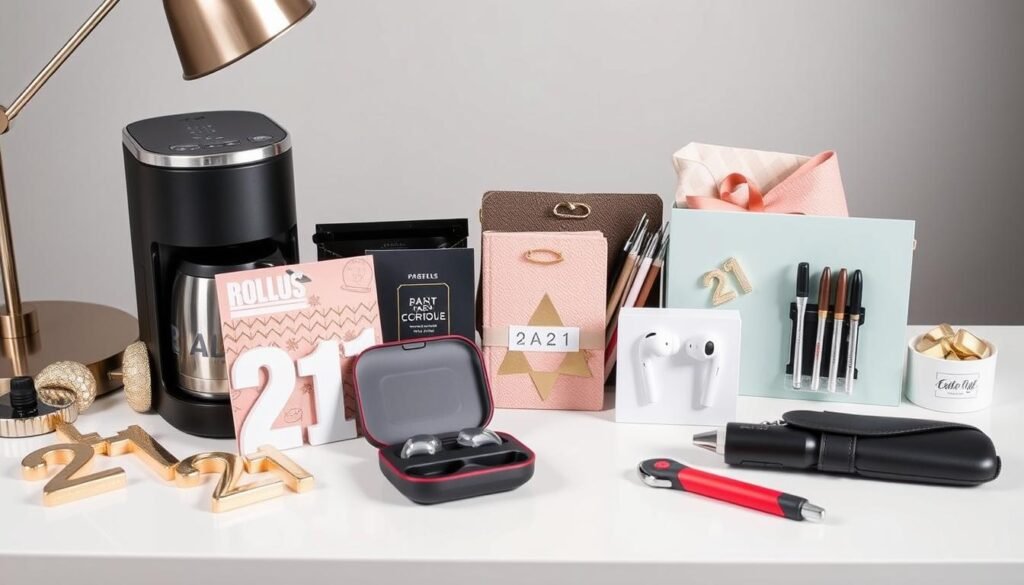 Practical 21st birthday gifts including kitchen appliances, tech gadgets, and home essentials