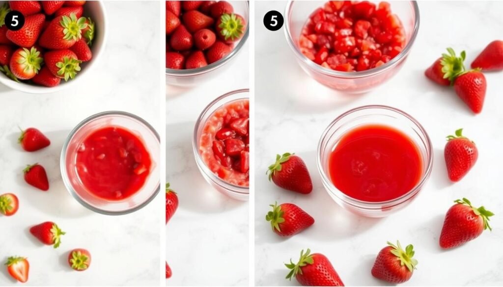 Process of making strawberry reduction for cake flavoring and coloring
