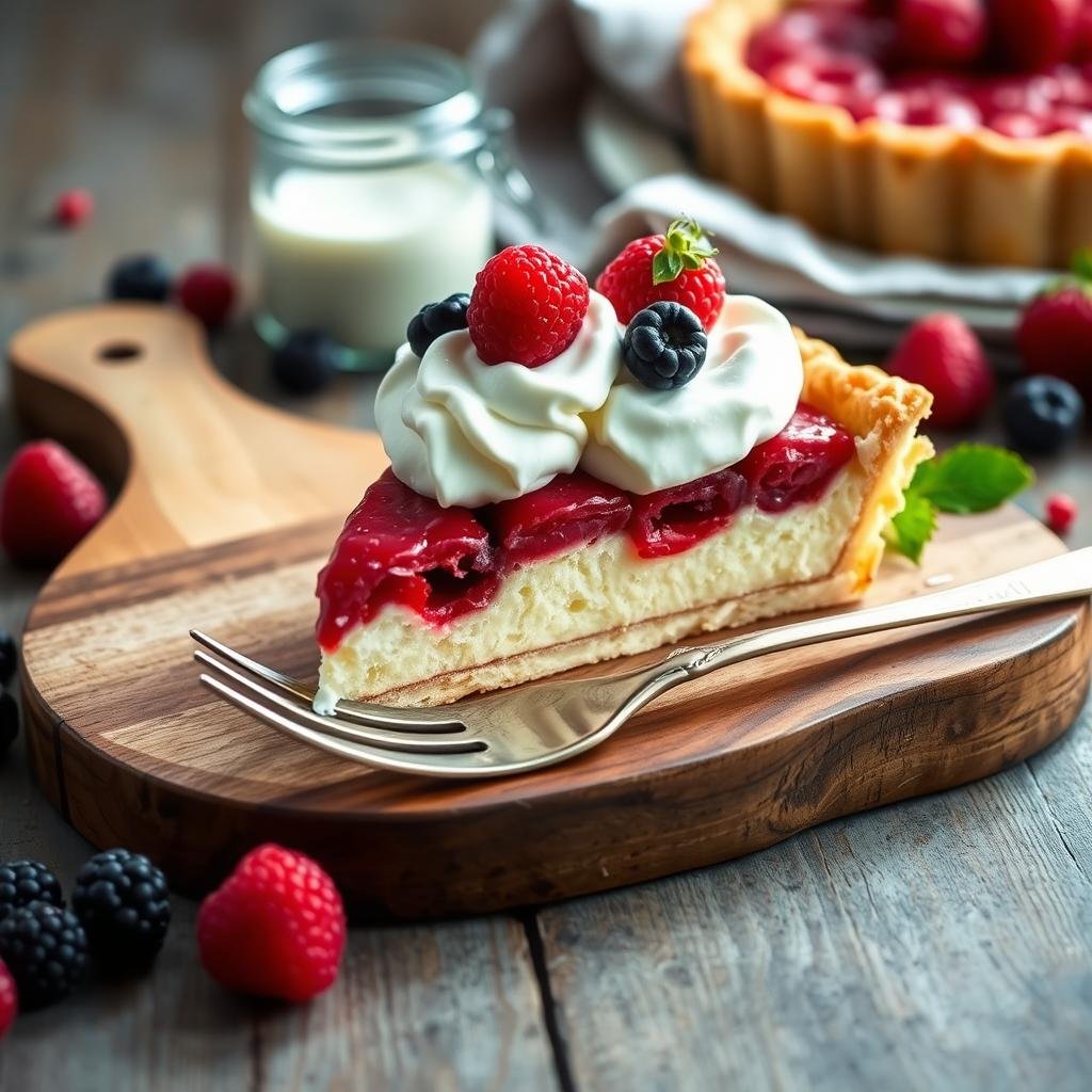 Raspberry tart strawberry shortcake with rustic presentation