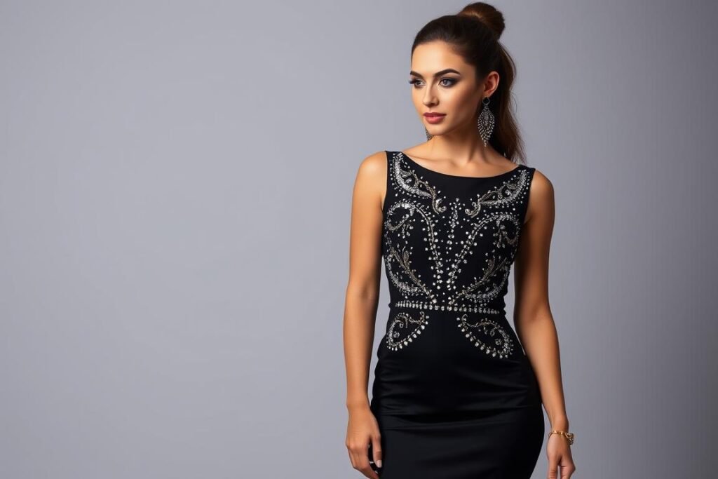 Rhinestone embellished bodycon dress for 19th birthday celebration
