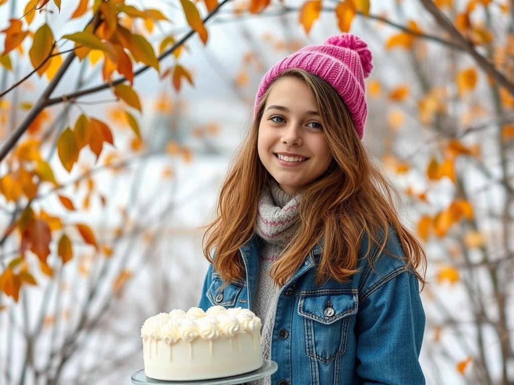 Seasonal 17th birthday photoshoot showing teenager in setting that highlights the time of year Seasonal 17th birthday photoshoot showing teenager in setting that highlights the time of year