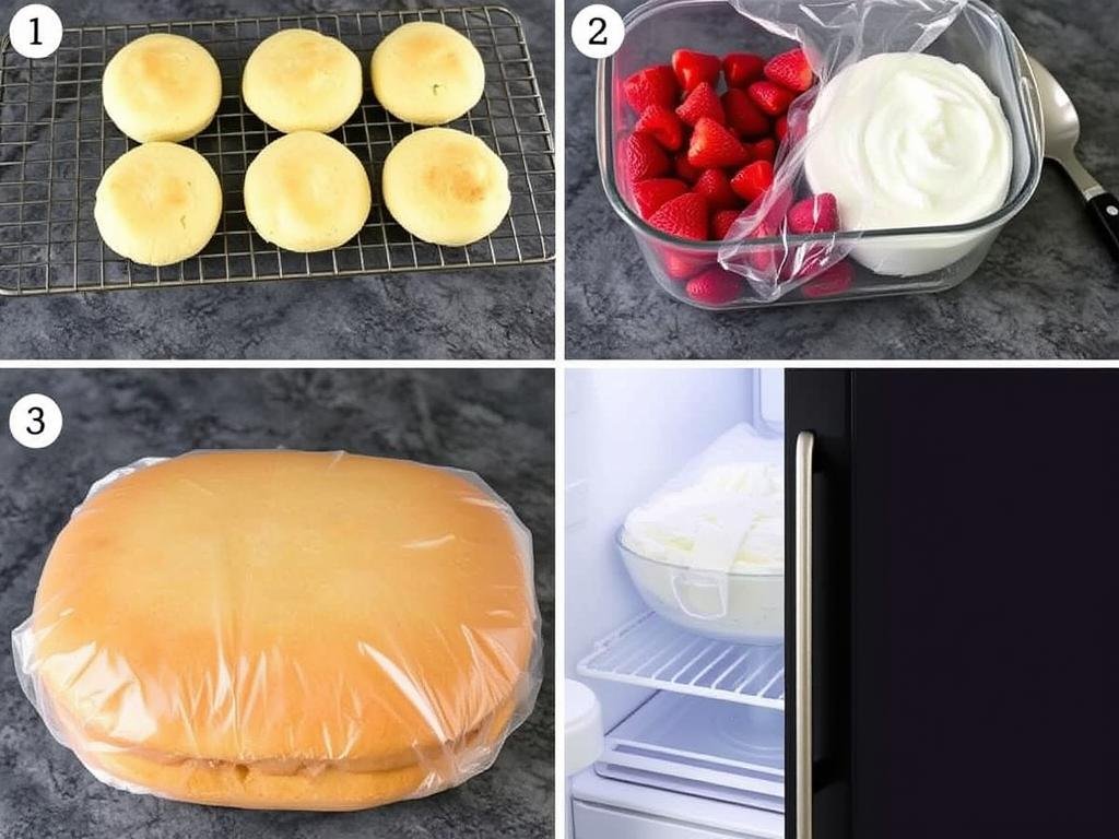 Shortcake components being prepared and stored separately