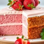 The Ultimate Fresh Strawberry Cake Recipe: Bursting with Real Berry Flavor Sliced strawberry cake showing moist pink layers with strawberry cream cheese frosting