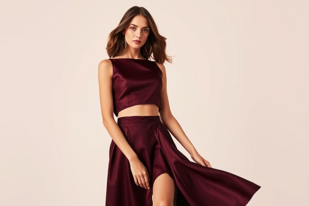 Sophisticated two-piece set with crop top and high-waisted skirt for 21st birthday Sophisticated two-piece set with crop top and high-waisted skirt for 21st birthday