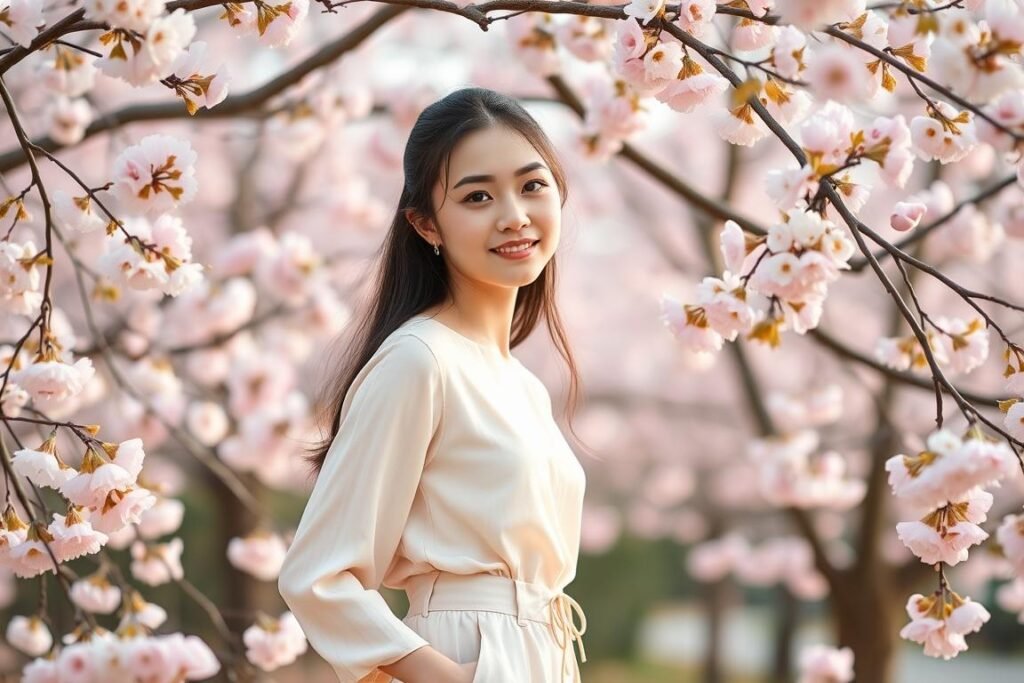 Spring 19th birthday photoshoot with cherry blossoms