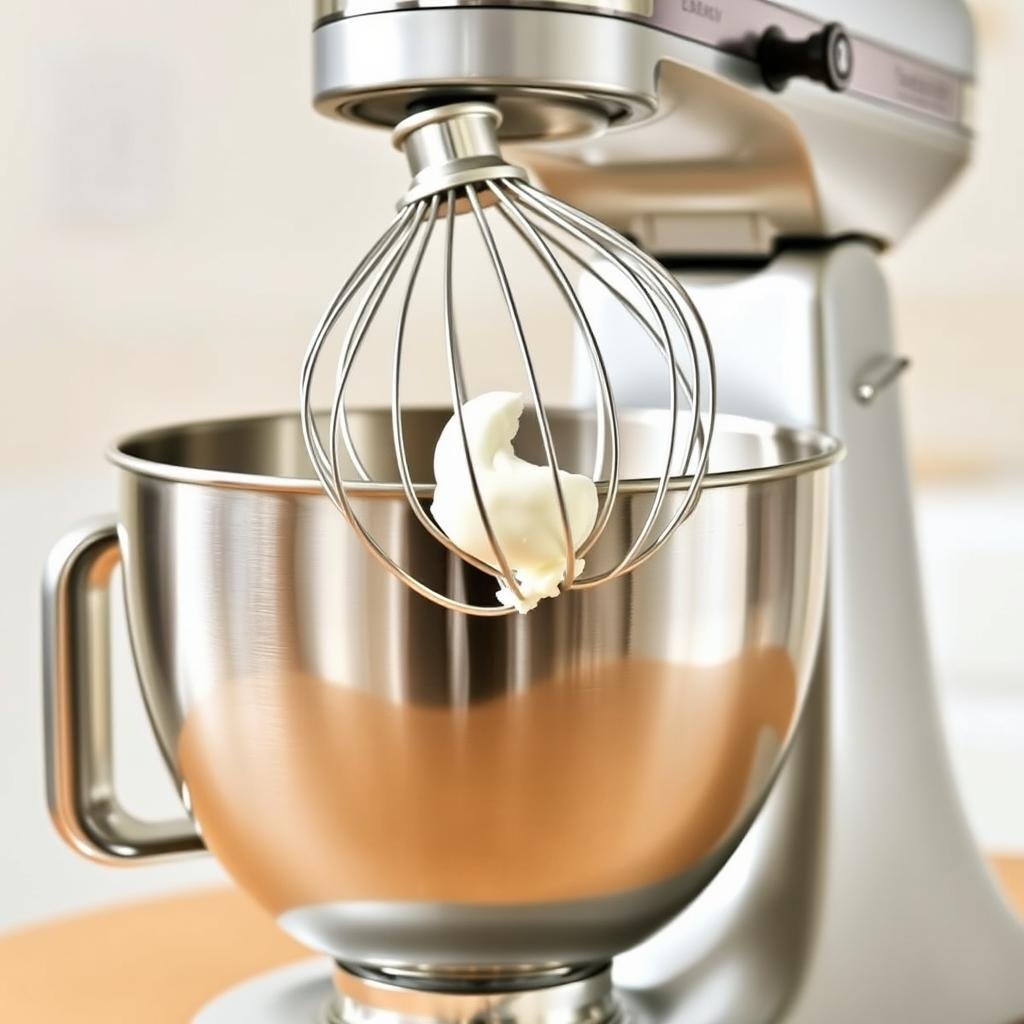 Stand mixer with whisk attachment for whipping egg whites