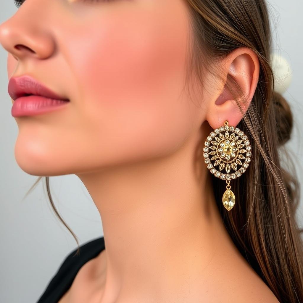 Statement gold earrings to complement a 19th birthday outfit