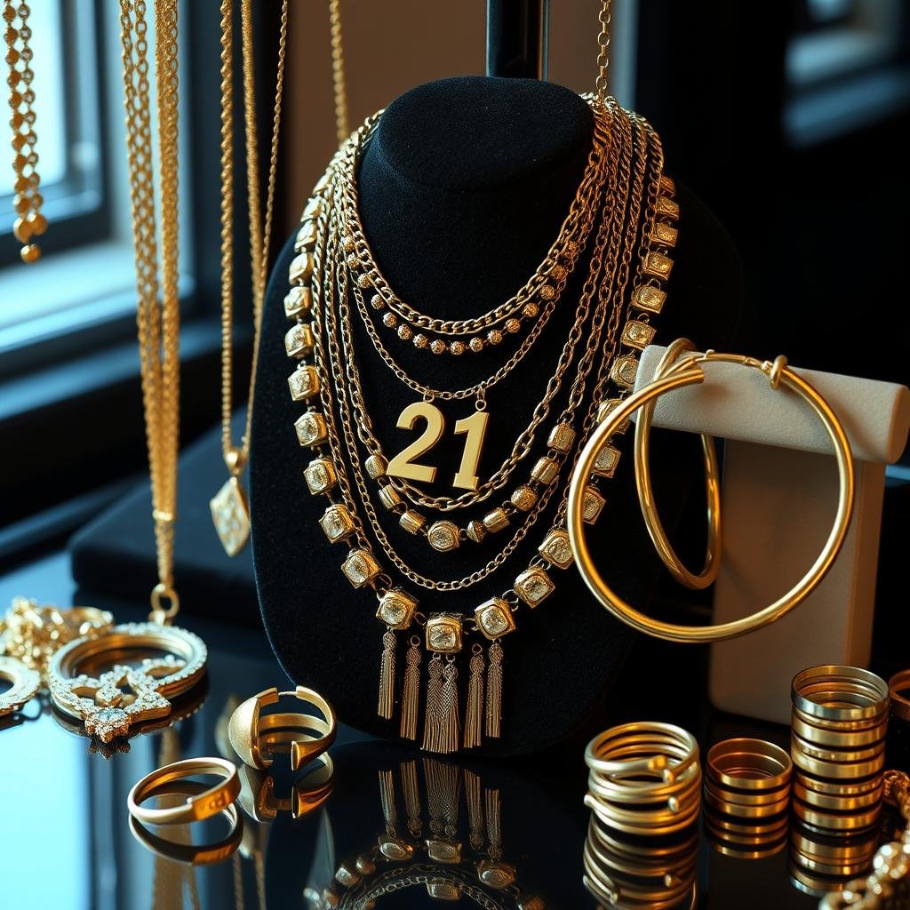 Statement jewelry including layered necklaces and hoop earrings for 21st birthday Statement jewelry including layered necklaces and hoop earrings for 21st birthday