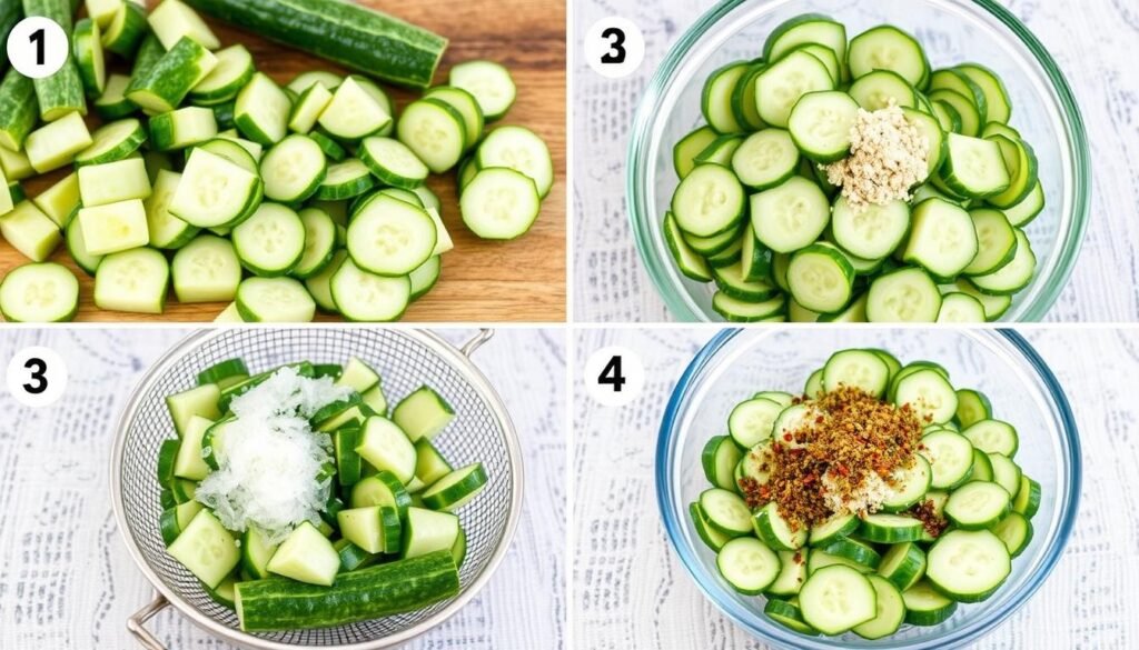 Step by step preparation of korean cucumber salad