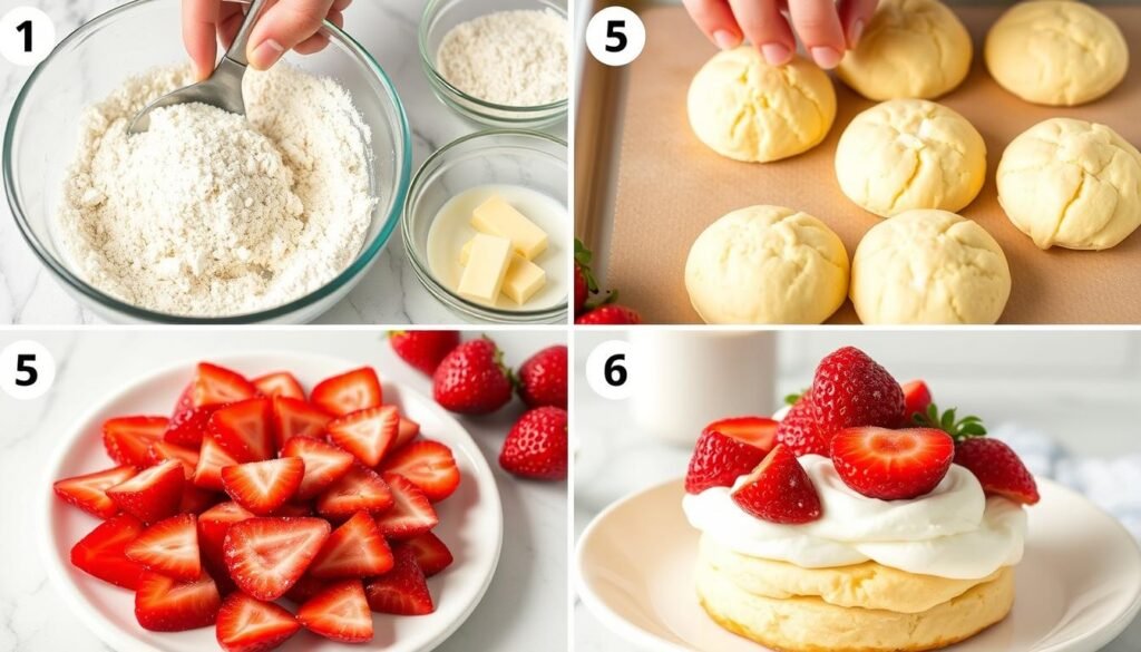 Step by step process of making gluten free strawberry shortcake
