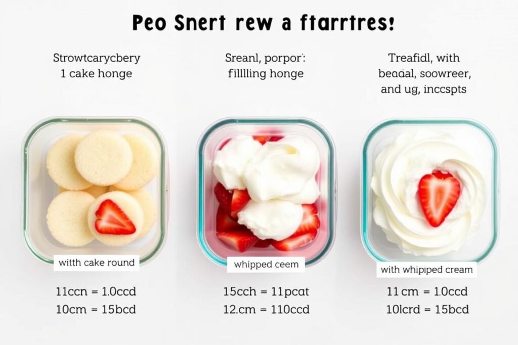 Storage methods for mini strawberry shortcake components showing proper containers and refrigeration Storage methods for mini strawberry shortcake components showing proper containers and refrigeration