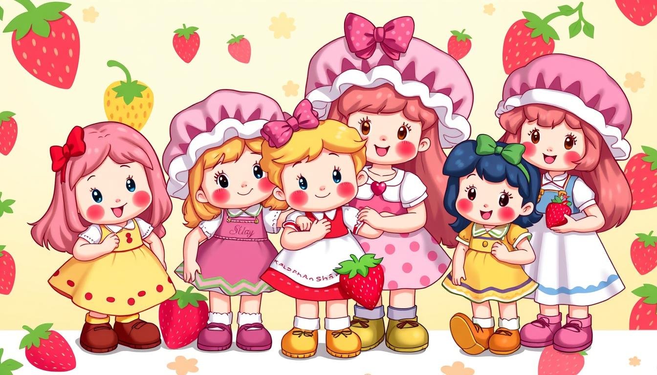 Strawberry Shortcake and friends characters from different generations of the franchise