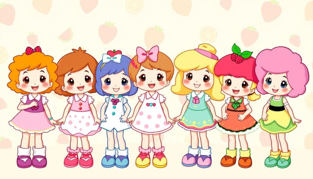 Strawberry Shortcake and friends characters lineup showing their distinctive designs and personalities