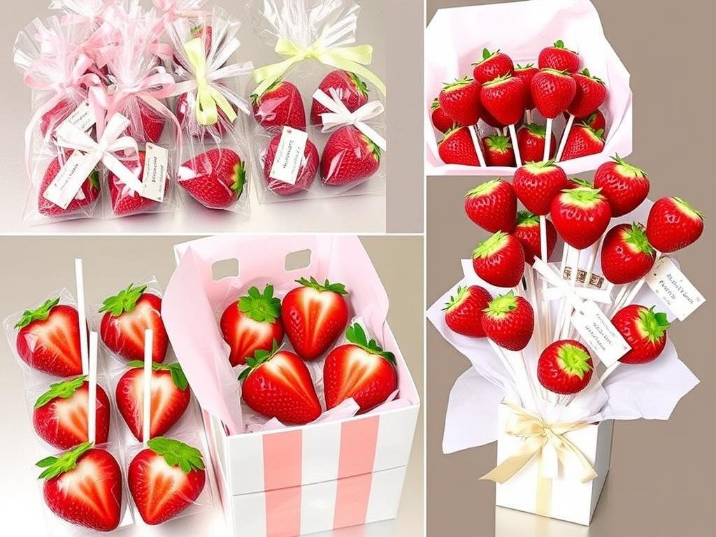 Strawberry cake pops beautifully packaged as gifts