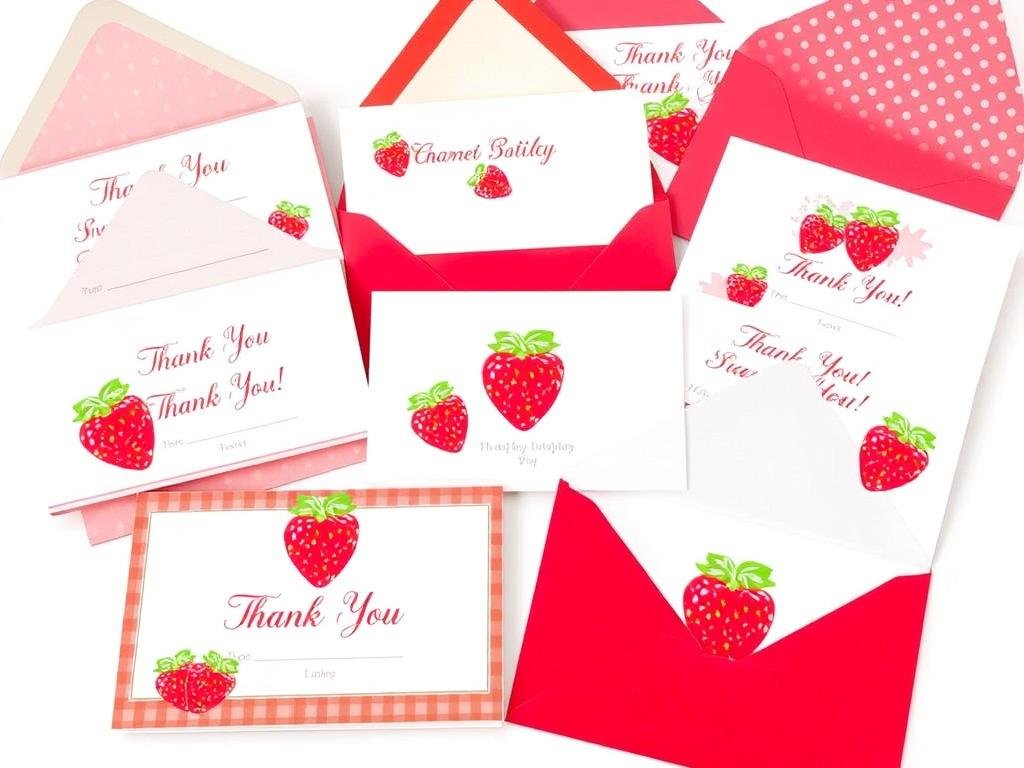 Strawberry shortcake thank you cards matching the invitation design Strawberry shortcake thank you cards matching the invitation design