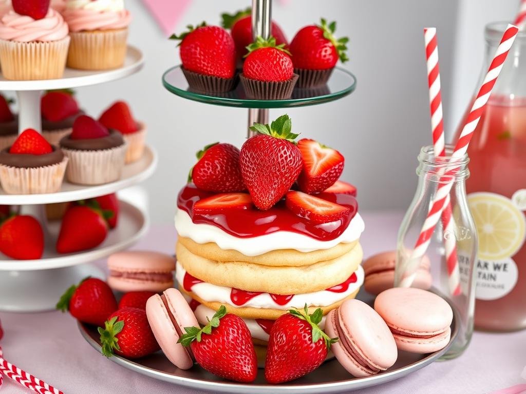 Strawberry shortcake themed party food and desserts