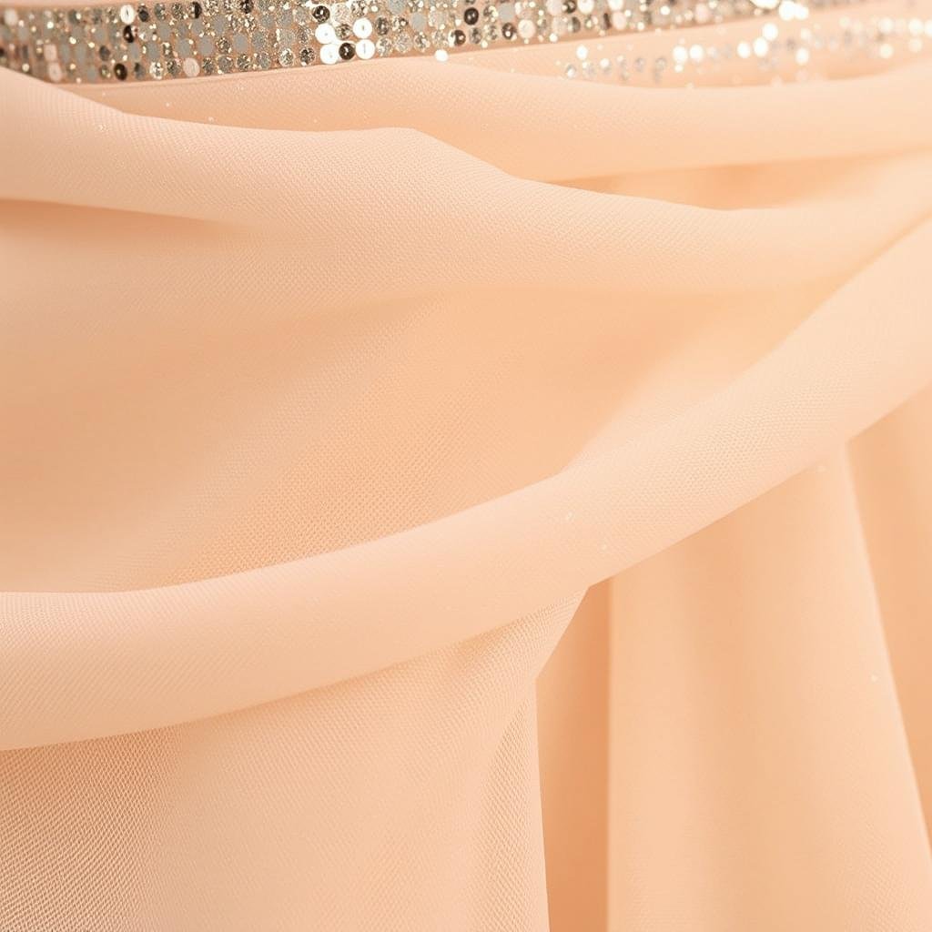 Sweet 16 dress in champagne with sparkly overlay