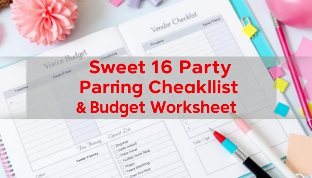 Sweet 16 party planning checklist and budget worksheet