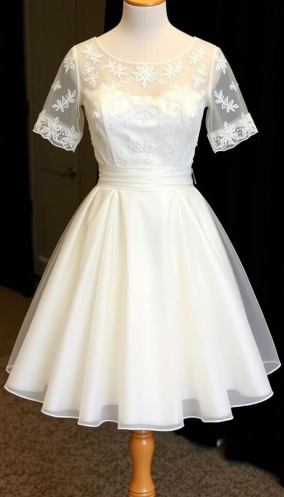 Tea-length Sweet 16 dress with vintage-inspired design