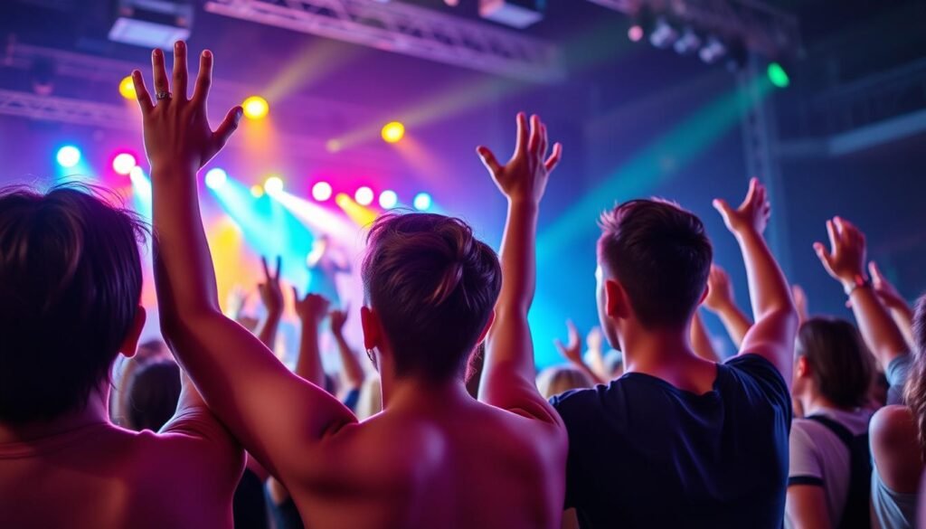 Teens excited at a concert for 17th birthday celebration