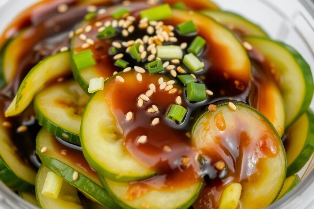 The original TikTok cucumber salad with sesame seeds and green onions