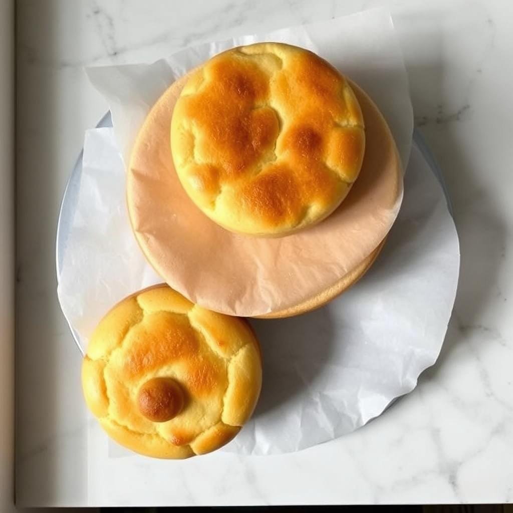 Three different sized shortcake layers prepared for assembly