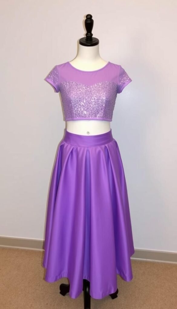 Two-piece Sweet 16 dress with crop top and full skirt
