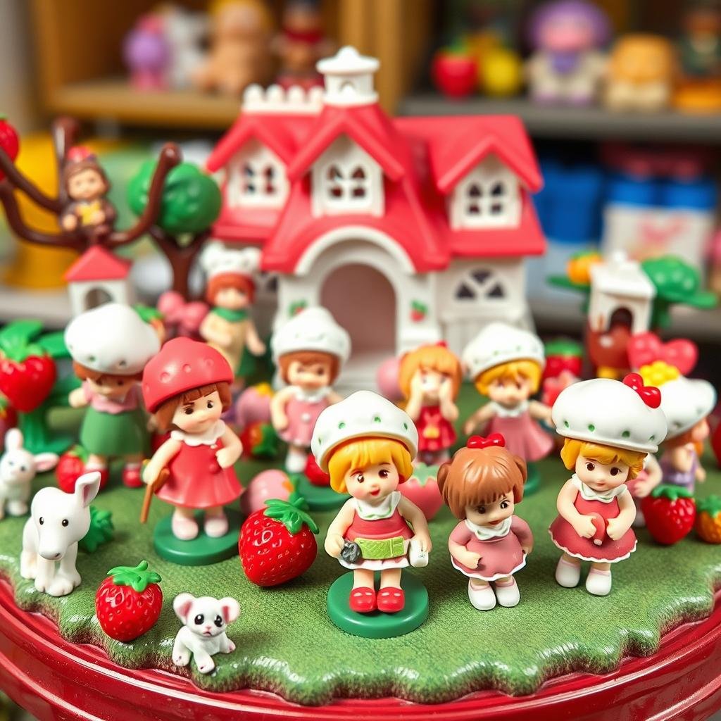 Vintage Strawberry Shortcake Strawberryland Miniatures figurine set from the 1980s