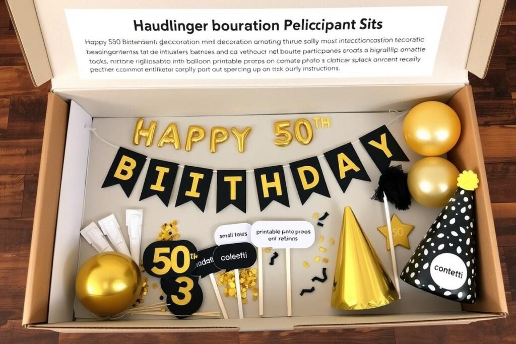 Virtual celebration decoration kit with matching items for remote participants Virtual celebration decoration kit with matching items for remote participants