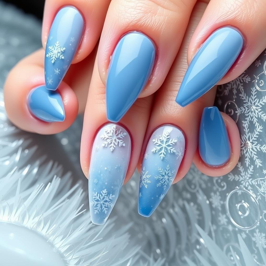 Winter-themed 21st birthday nails
