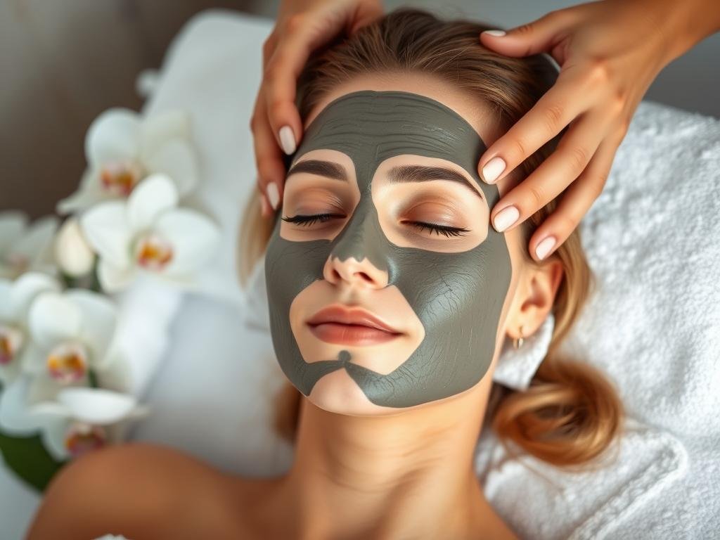 Woman enjoying a luxury spa treatment on her 30th birthday with facial mask and cucumber slices