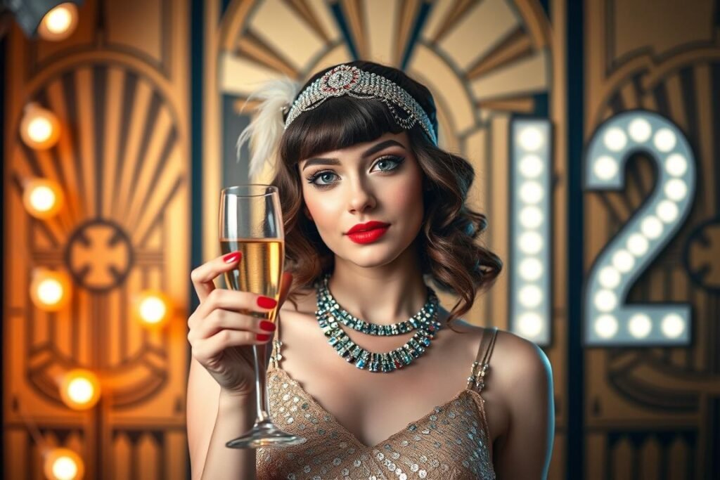 Woman in 1920s flapper costume for 22 birthday ideas photo shoot