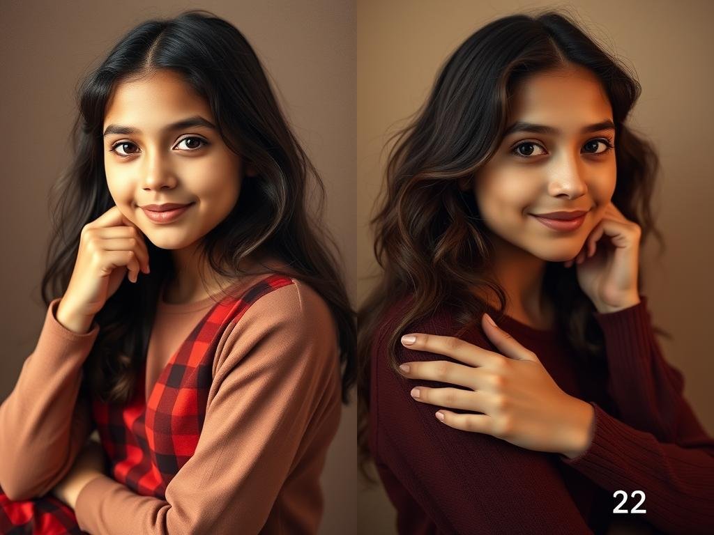 Woman recreating childhood photo for 22 birthday ideas photo shoot