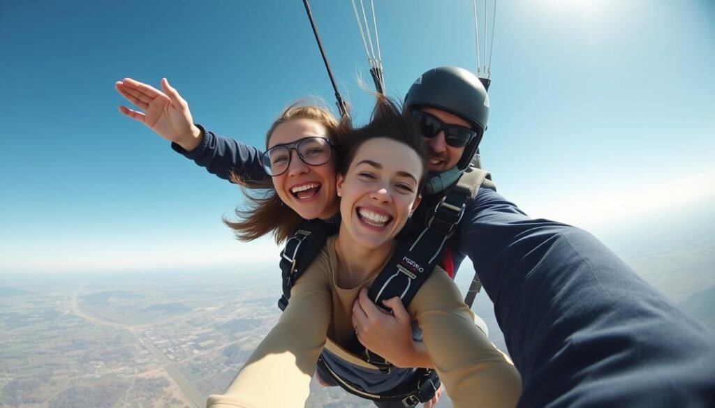 Woman skydiving for her 25th birthday adventure