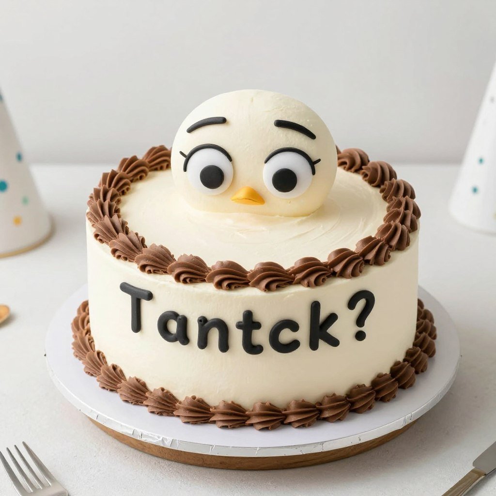 A birthday cake decorated with a visual pun or joke, perfect for happy birthday funny humorous content